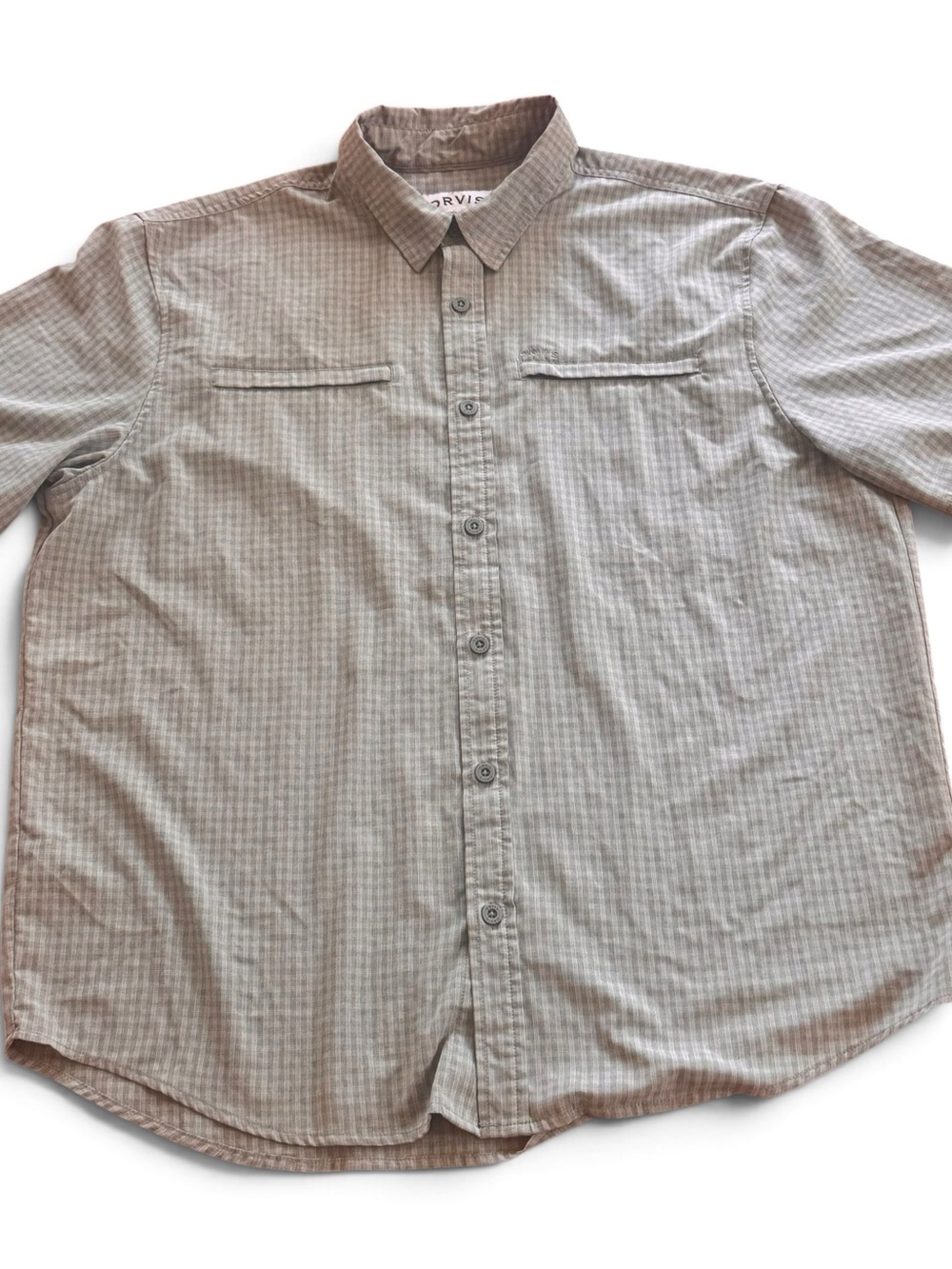 Men's green Check Long-Sleeve Button-Up Shirt zip pockets